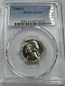 1968-S  Jefferson US Mint NICKEL,   MS66 by PCGS,   a SUPERB looking Coin!!!! - Picture 1 of 6