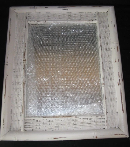 Vintage White Clay Based Chalk Paint Distressed Bamboo Farm House Decor Mirror Cover