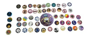 Vintage Lot 50 POGS Milk Caps 90s POISON 8-Ball Yin Yang W/ 1 Thick Slammer Read - Picture 1 of 5