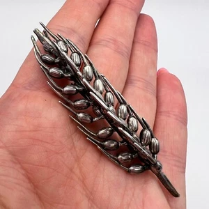 Vintage Silver Plated Women's Jewelry Pin Brooch Wheatear Made in Italy 2.3" - Picture 1 of 5