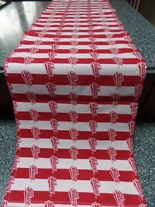 "Corredor de mesa hecho a mano a rayas rojas/blancas de la NCAA Indiana Hoosiers, sin forrar, 41"" x 12" - Imagen 1 de 3