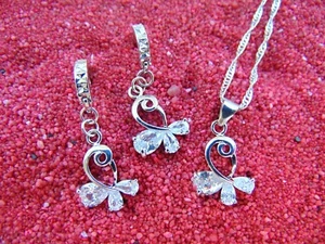 925 Silber Schmuck Set Flickflack Zirkon Kette Anhänger Creolen Rund Kreis neu - Bild 1 von 6