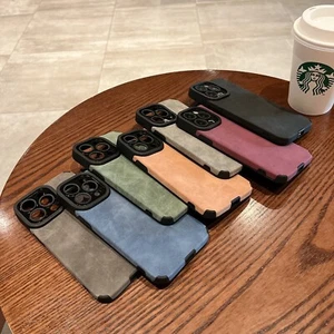 Luxury Matte Soft Leather Phone Case - Lens Protection Shockproof Silicone Cover - Picture 1 of 13