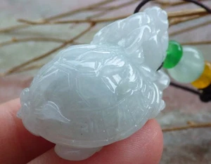 Videozertifizierter grüner natürlicher A JADE JADEIT ANHÄNGER Drache Schildkröte 413925 VS - Bild 1 von 7