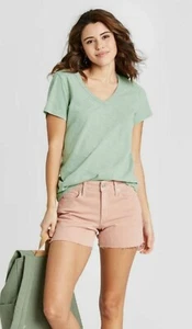 T-shirt scollo a V filo universale, verde versatile (XS) G - Foto 1 di 4