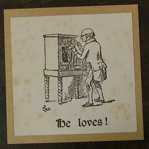 handcrafted G&S Gilbert & Sullivan greeting card HE LOVES / IOLANTHE - Picture 1 of 1