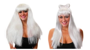 Weiße Perücke mit Schleife zusätzliches Volumen Dame Damen Halloween Kostüm Stil wählbar - Bild 1 von 3