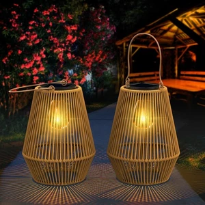 2x LED Solar Laterne warmweiß Gartenleuchte Gartenlampe Solarlampe Terrasse IP65 - Bild 1 von 13