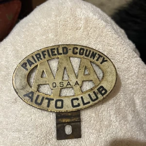 Vintage Fairfield County Auto Club Lisense Plate Topper OSAA Car Badge - Picture 1 of 6