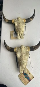 Resin Longhorn Buffalo Skull Head Wall Hanging Decor Animal Wildlife Sculpture - Picture 1 of 5