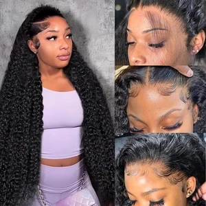 30 Inch Deep Wave Lace Front Wigs Human Hair Pre Plucked 200% Density 13x6 HD... - Bild 1 von 8