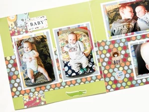 Baby Boy Scrapbook pages, Baby Boy Pages, Ready for 4 by 6 photos, premade - Picture 1 of 9