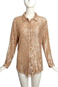 TOM FORD- 2021 Blush Sequin Blouse, Size 12 - Picture 1 of 5