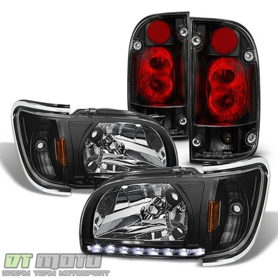 For Black 2001-2004 Toyota Tacoma DRL LED Headlights w/Corner+Tail Lights Lamp - Изображение 1 из 4