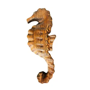 Arte de pared de caballito de mar tallado a mano decoración náutica costera - Imagen 1 de 6