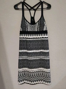 Athleta bedrucktes Küstenlinie Badekleid schwarz weiß Large mit abnehmbaren Pads - Bild 1 von 5