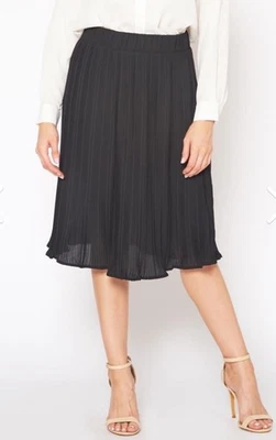 NWT Pleione Skirt Black Pleated Lined Knee Length Midi Women's Size SMALL - Image 1 of 4