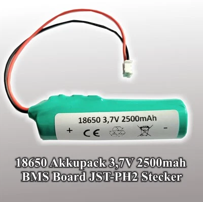 1S1P Akku-Pack 3.7V 2500mAh Li-Ion mit JST-PH 2 Stecker BMS Board Ersatzakku - Bild 1 von 2