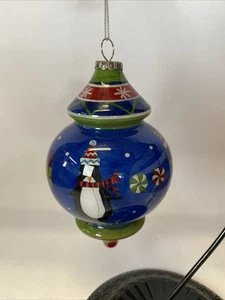 Pier 1 Li Bien Glas Ornament 2013 Pinguine auf Schlittschuhen Endform - Bild 1 von 13