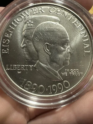 1890-1990-W Eisenhower Centennial 1oz Silver Dollar  BU #9  - Image 1 of 3
