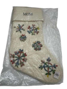 Medias de Navidad West Elm MAMÁ Copo de Nieve Lana Comercio Justo NUEVO Regalo de Vacaciones Decoración - Imagen 1 de 8
