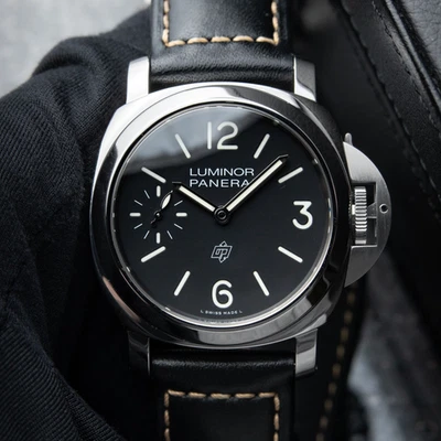 Panerai Luminor Logo 44mm 3 Days Black Dial Steel Leather Manual Pam1084 Watch - Image 1 of 4