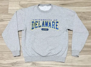 Size M - Delaware Fighting Blue Hens Crewneck Embroidered Sweater Grey Champion - Picture 1 of 6
