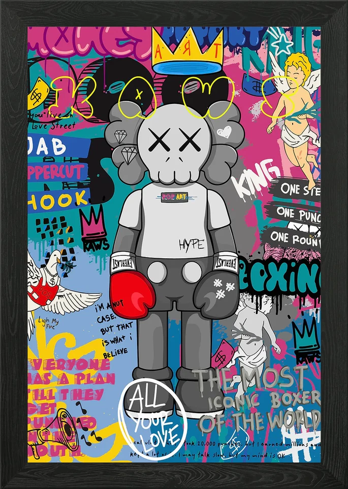 Kaw Kaws Bearbrick Framed Wall Art Poster Canvas Print Picture - Image 1 of 1