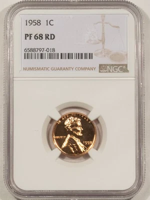 1958 PROOF LINCOLN CENT - NGC PF-68 RD, FULL RED! - Image 1 of 3