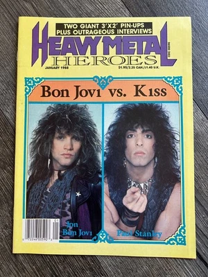 KISS Magazine Heavy Metal Heroes Kiss vs Bon Jovi w/ Kiss Poster Vintage Kiss - Image 1 of 3
