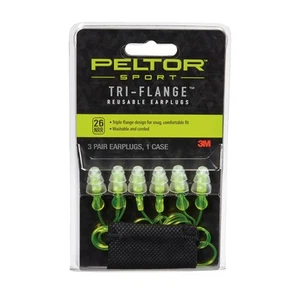 Sport Tri-Flange Corded Reusable Earplugs, 3 Pair, Noise Reduction Rating (NR... - Picture 1 of 7