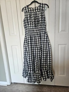 A New Day Popeline Gingham Midi Maxikleid J Crew Style 100 Baumwolle L schwarz weiß - Bild 1 von 6