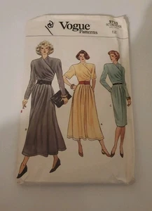 Vintage Vogue 9733 Size 12 Mock Wrap Bias Dress Pattern in 3 Lengths - Picture 1 of 5