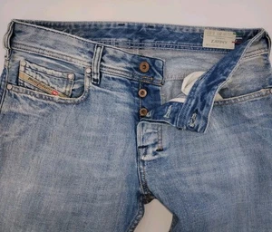 Diesel Jeans Zatiny Button Fly  Blue Bootcut Loose Italy 30x32 Distressed  - Picture 1 of 17