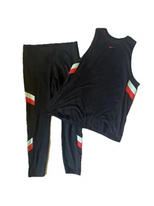 Nike Workout Set Leggings & Schwarz Tank Top Blau Rot Damen Große L Dri-Fit - Bild 1 von 8