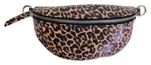 Echt Leder Gürteltasche Leopard Elegance - Bauchtasche Hüfttasche - Picture 1 of 5
