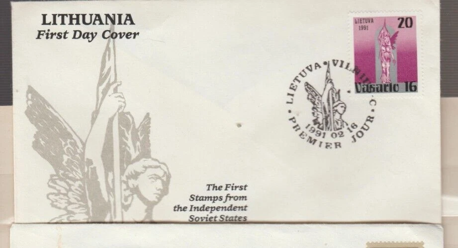 Lithuania cover 1991 first stamp first day of issue cachet - Image 1 of 1