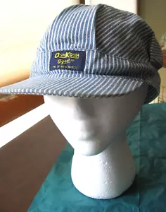 Vtg OSHKOSH B'gosh Genuine Article Railroad Style Eng Striped Snapback Cap Hat - Picture 1 of 4