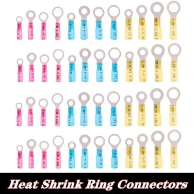 Heat Shrink Ring Terminal 22-10AWG Pre-Insulated Crimp Electrical Wire Connector - Image 1 of 4