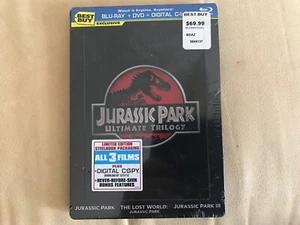 Jurassic Park Ultimate Trilogy Best Buy exclusive steelbook blu-ray  OOP sealed - Picture 1 of 10