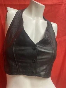 Vintage Biker tops for women genuine leather 90' With Elastic Strap Back - Picture 1 of 16