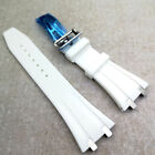 27mm White Rubber Band Stainless Steel Clasp Strap for AP 5400 15300 Royal Oak