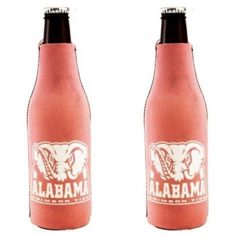 (2) Alabama Crimson Tide Light Pink Zippered Bottle Koozies NCAA Licensed New - Image 1 of 1