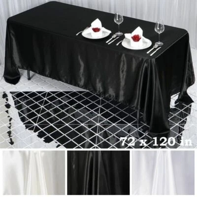 10 pcs 72x120" RECTANGLE Satin TABLECLOTHS Wedding Party Reception Linens SALE - Image 1 of 4