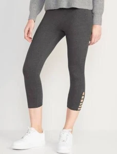 OLD NAVY High-Rise Cropped Lattice-Hem Leggings, Size M NWT! - Picture 1 of 5