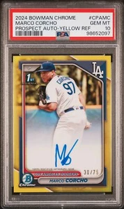2024 Bowman Chrome Prospect Autographs #CPAMC Marco Corcho Yellow Ref /75 PSA 10 - Picture 1 of 2