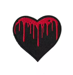 Blood Heart Iron on Embroidered Patch Fabric Badge 7cm x 7cm - Picture 1 of 1