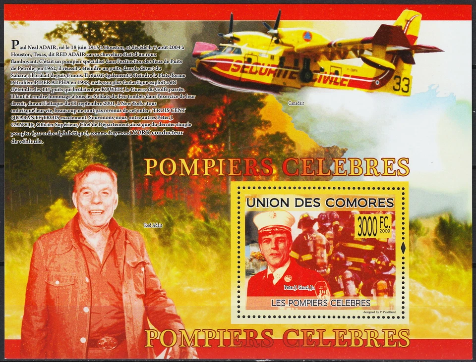 Comoros S/S Famous Fire Fighters 2009 MNH-22 Euro - Image 1 of 1