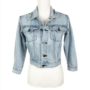 Hard Rock Cafe Denim Jacket Youth 8 Blue Orlando Cropped Embroidered Vintage 90s - Picture 1 of 11