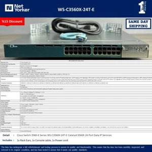 Cisco WS-C3560X-24T-E Catalyst Switch Layr3 Data IP Services -Same Day Shipping - Picture 1 of 7